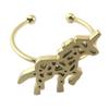7bis [P5645] - Handcrafted Gold 'Unicorn' Steel Ring - 20x17 Mm