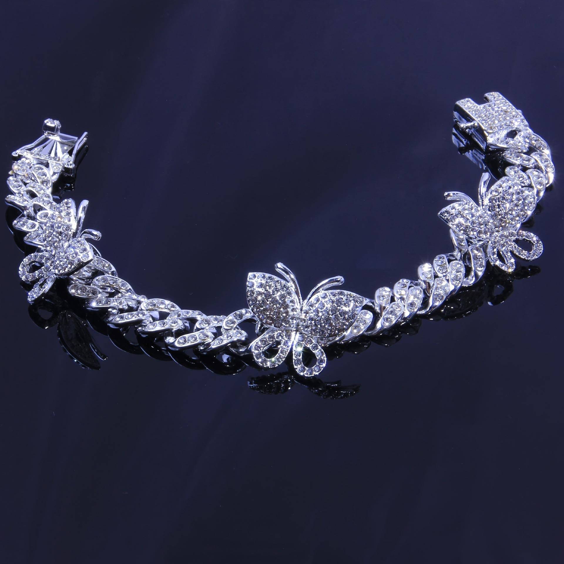 Cuban Hip-hop Trend butterfly Anklet Flashing Full diamond butterfly element High-end Anklet