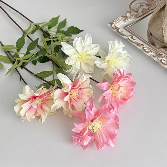 2 Köpfe Künstliche Dahlienblumen Realistisches Seiden-Dahlien-Strauß mit langem Stiel 28 Zoll Herbst-Blumenarrangement für DIY-Hochzeits-Tischdekoration Zuhause