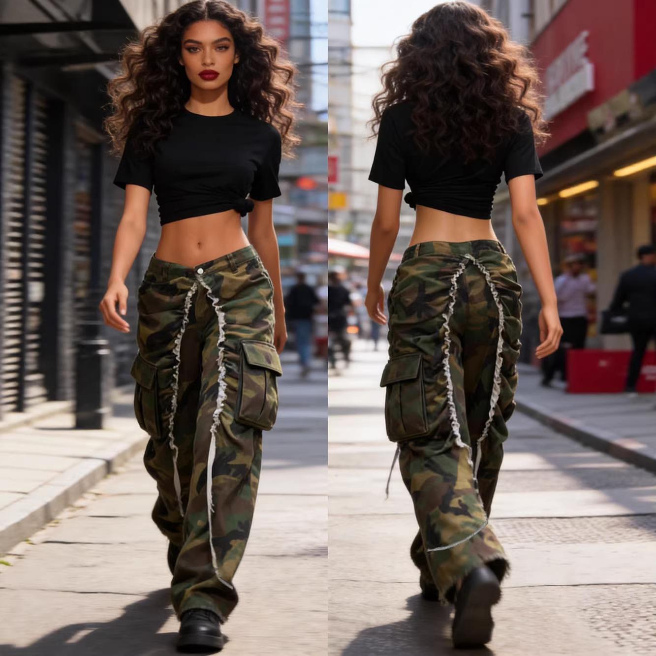 Women European American Style Camouflage High