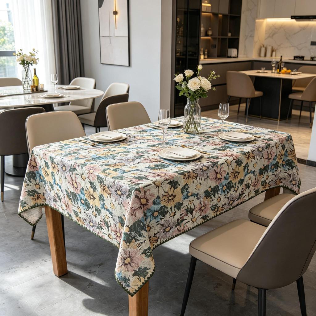Festa di Natale Pranzo a Casa Cucina Rettangolare Cotone Lino Morbido Lavabile Tessuto Decorativo Tovaglia