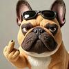 Funny Middle Finger Bulldog Statue Resin Cute Animal Figurine for Desktop Office Car Decor Gag Gifts for Dog Lovers