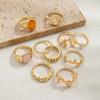 Vintage-style Irregular Metal Ring Set, Light Luxury Gold-colored Faux Gemstone Rings