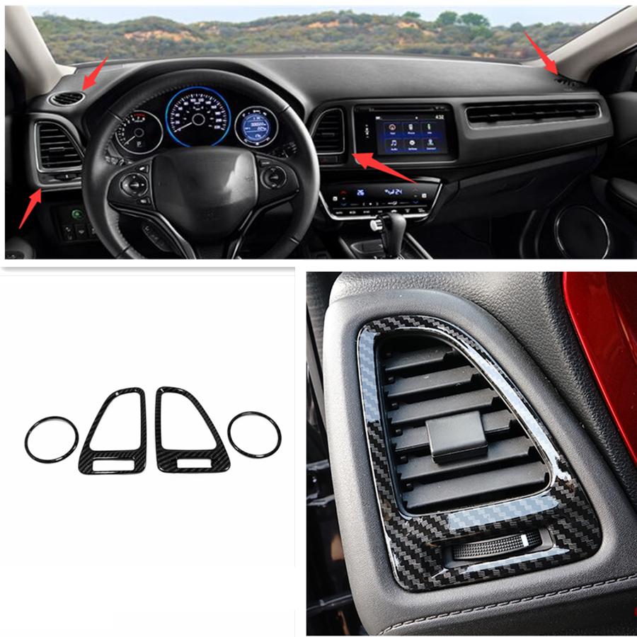 For Honda HR-V HRV 2016- Dashboard Air Vent Cover Trim Carbon fiber look 4pc