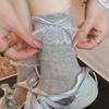 Sweet Bow Lace Socks For Women Summer Thin Breathable Sweat-Absorbing Mid-Calf Socks Ballet Style Socks