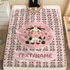 Custom Name,Kawaii Animal Pattern Art Printed Flannel Blanket, soft throw for bedroom sofa, washable,fan merchandise, great gift.chl