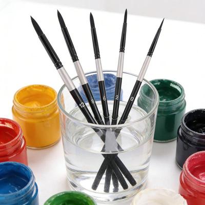 Set de 7 Pinceles de Pelo de Ardilla Punta Redonda Puntiaguda No Sueltan Pelo Pinceles para Gouache Acuarela Kit de Pintura para Artista Principiante