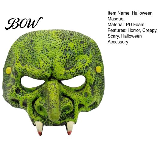 Masque Visage en Mousse Souple Vieille Sorcière Halloween pour Adultes, Vert Horreur Semi-Réaliste Accessoire Mascarade Fête, Costume Cosplay, Accessoire Fête Carnaval