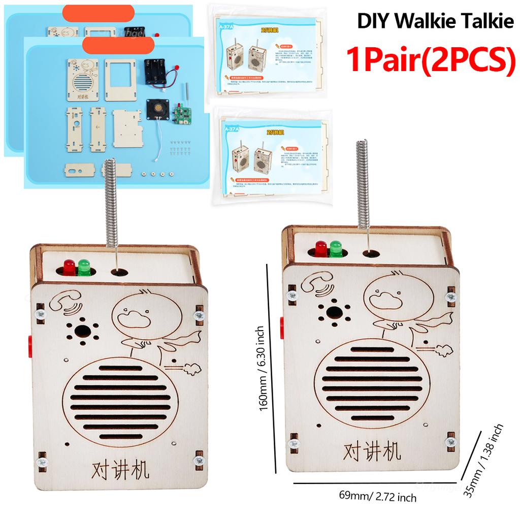 Wooden Walkie Talkie Kit for Kids DIY Wireless Communication Toy STEM Science Educational Project Learning Gift for Kids