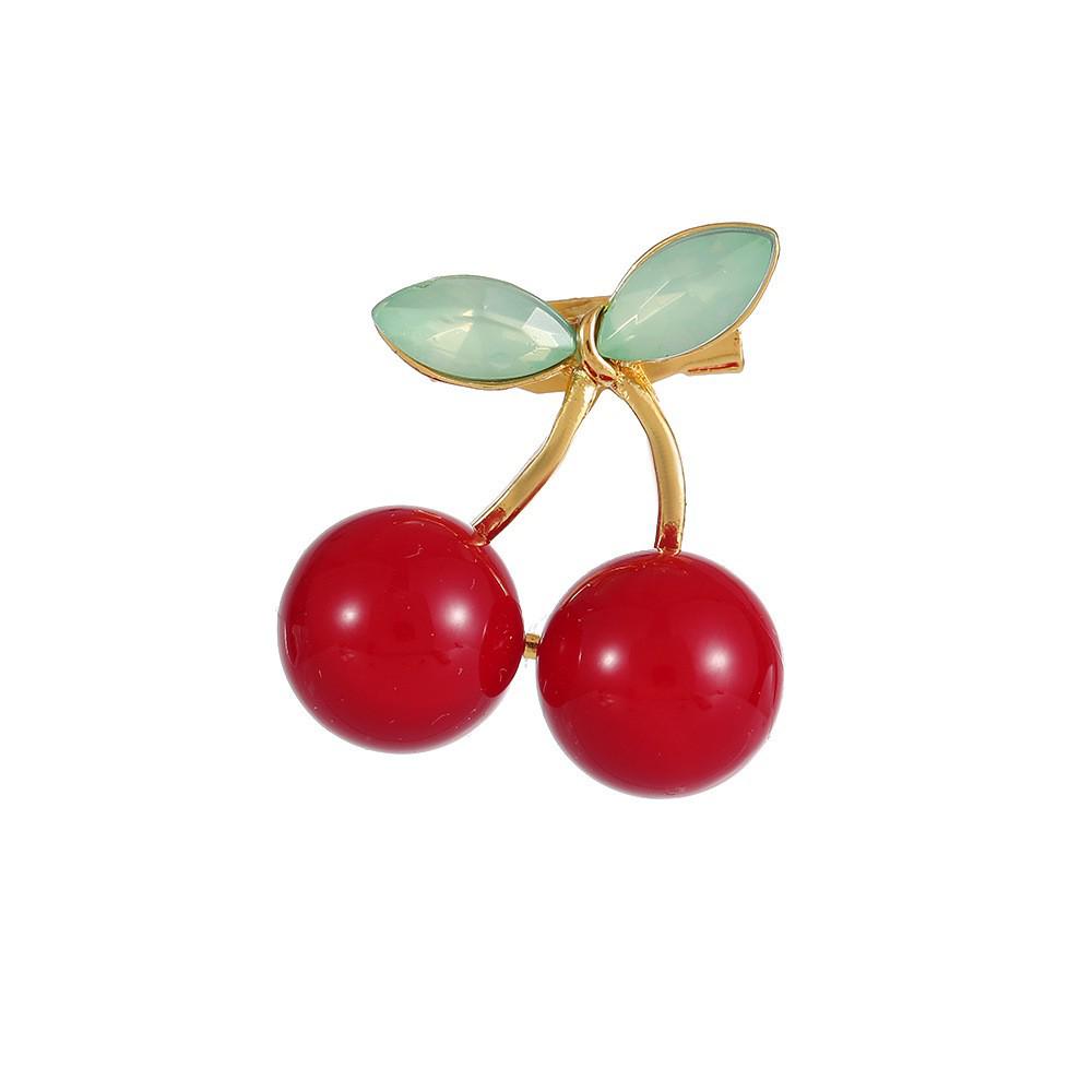 High-End Japanese Cherry Brooch - Cute, Anti-Exposure Pin with Korean Oil Drop Design for Ladies