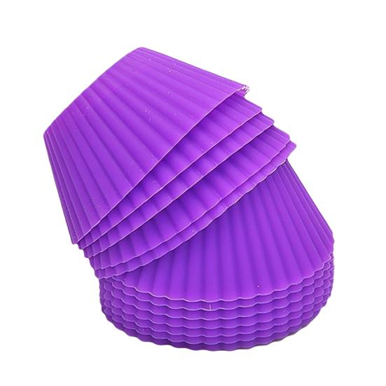 10Pcs Round Silicone Cake Muffin Cupcake Mold Maker Reusable Pastry Baking Tool