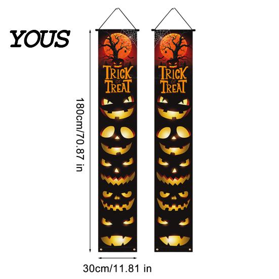 Halloween Festive Decor Porch Sign Banner, Pumpkin Ghost Party Awning Hanging Wall Atmosphere Decoration Door Decoration, Front Wreath Banner