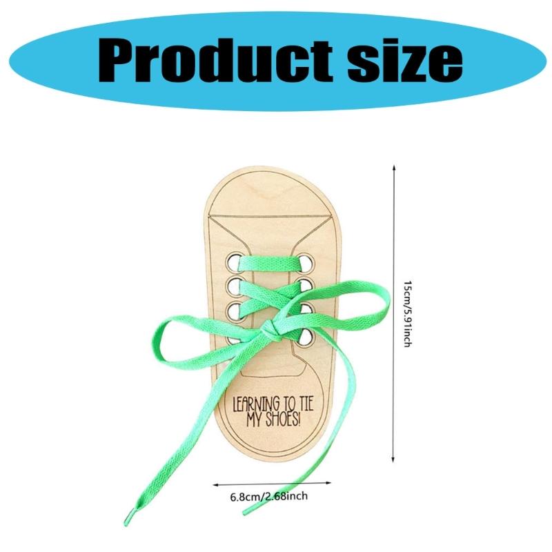  Smooth Wooden Threading Lacing Shoe Toy with Colorful Laces Shoe Lace Practice Board for Children Safe and Fun Learning