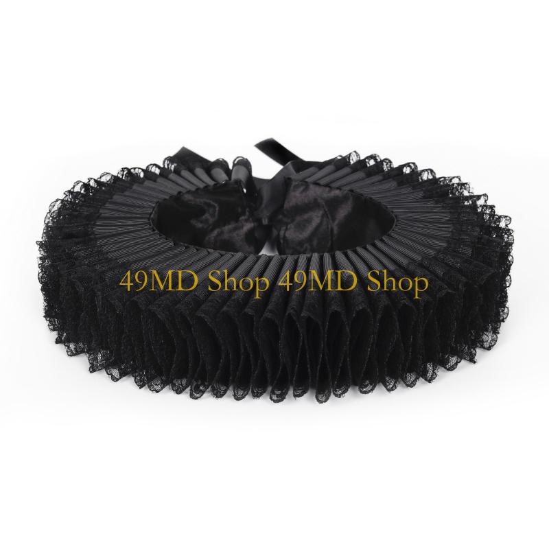 49MD Vintage Styles Neck Ruff Unique Fashion Necklace Ruffled Pattern Neck Collar for Casual Gatherings