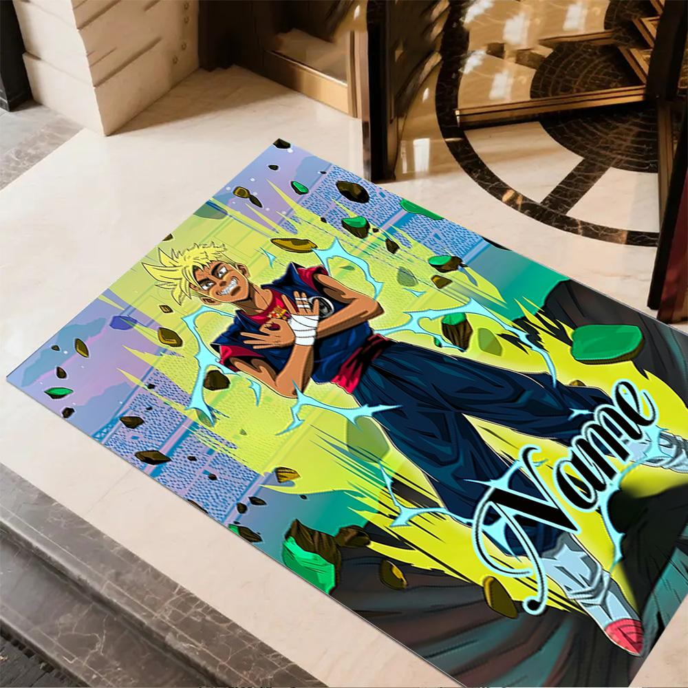Super Saiyan Transformation Customize Text Floor Rug Office Rug Suitable for Game Room Dining Room Living Rooms Bedrooms Antislip Carpet