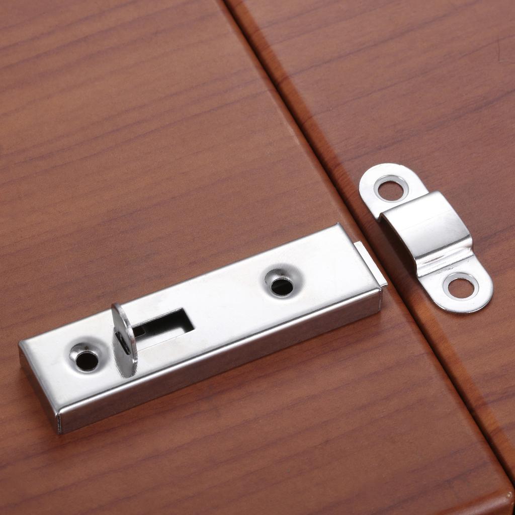 1pc Barn Sliding Door Window Panel Security Bolt Button Open Lock Latch with Screws Silver Metal Household Bedroom Space Garages Hardware 61*16mm