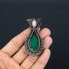 Emerald & Moonstone Pendant, 999 Copper Wire Wrapped Pendant Gemstone Jewelry, Handmade Pendant Amazing Jewelry, Gift For Her