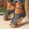 Women’s Wide-Fit Wedge Platform Peep-Toe Slide Sandals with High-Heel Design for Comfortable Summer Wear