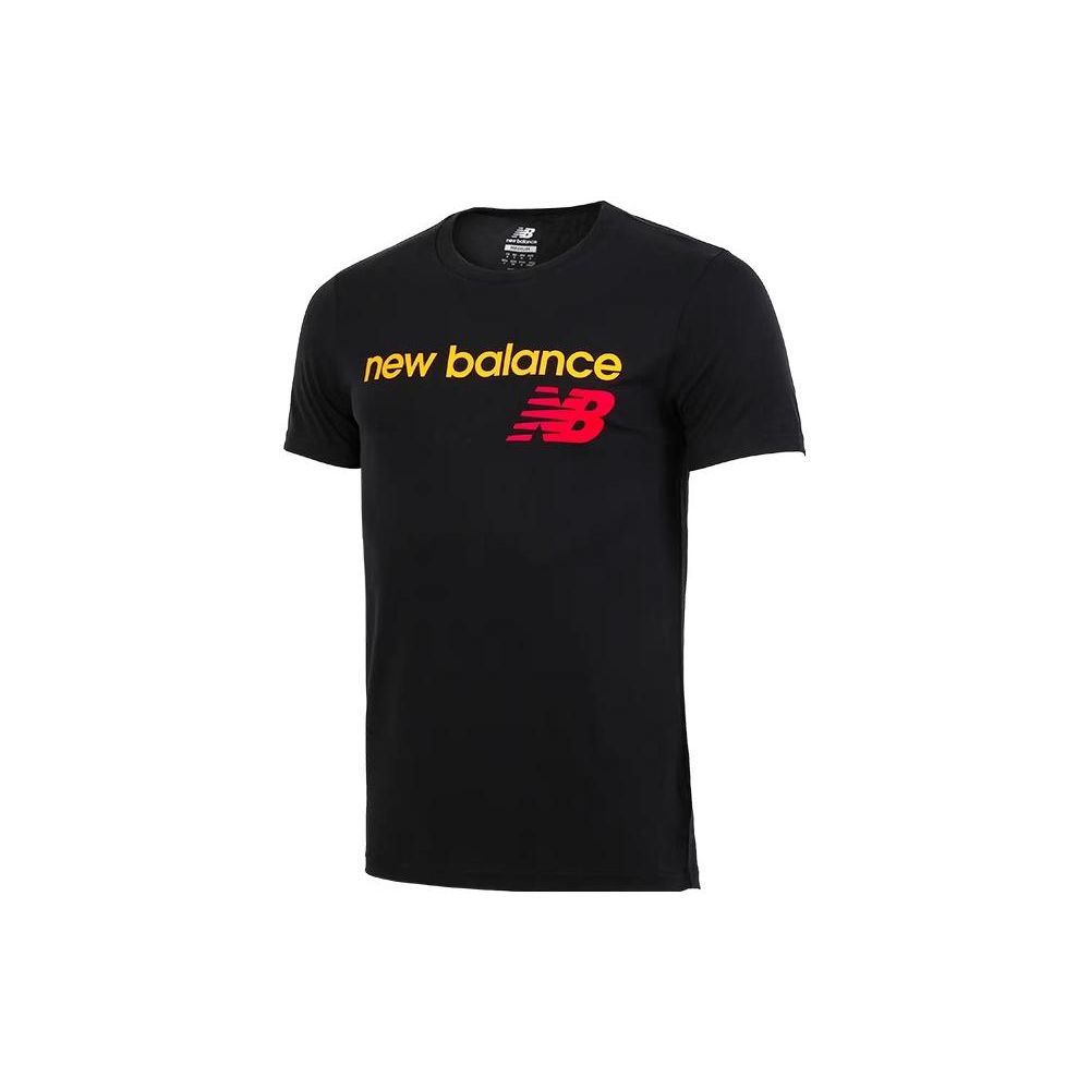 

Мужская футболка с короткими рукавами и буквенным принтом New Balance, черные топы AMT81589-BK