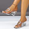 Mode Luxus Strass Seltsamer Stil Sandalen Damen Sommer Sexy Transparentes PVC Open Toe Pantoletten Bequeme Bankett High Heels