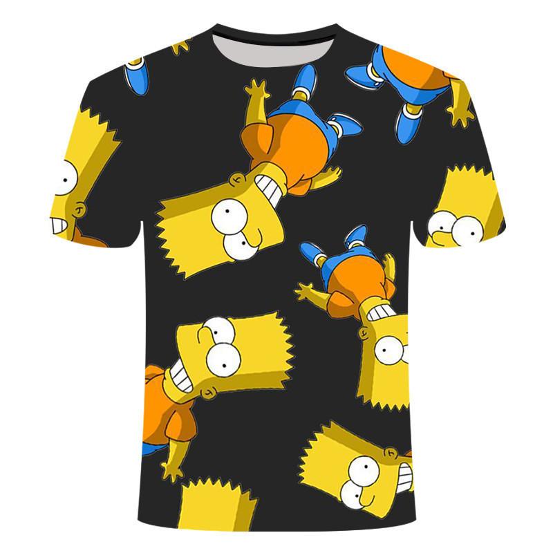 Summer Children's Classic THE SIMPSONS Cartoon Digital Stripe Available Multiple Choice Printed Loose Casual T-shirt