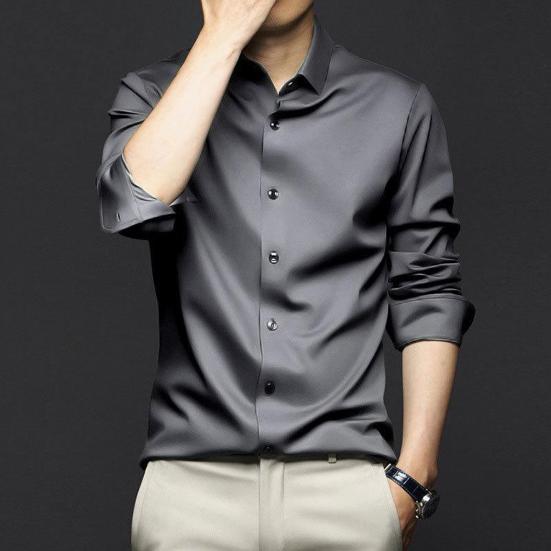 Camisa de Negocios Casual de Manga Larga para Hombre de Primavera