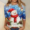 Christmas Limited Edition Women's 3D Snowflake and Snowman Print Round Neck Long Sleeve Hoodies Fashion Casual Long Sleeve Top