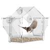 PS Transparent Window Bird Feeder Easy to Observe Clear Bird Feeder with 3 Suction Cup Squirrel Proof for Yard Outdoor