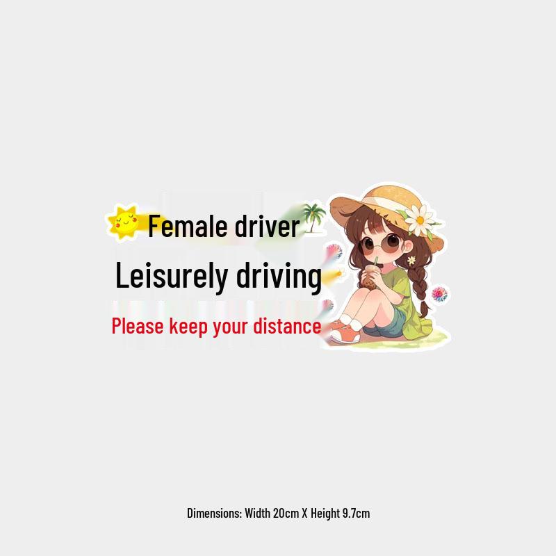 Female Driver Caution: Please Keep Distance – Rear Window Car Sticker