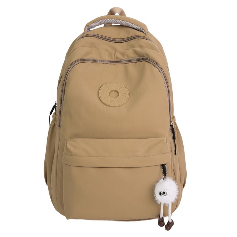 Solid Color Girl's Backpack Junior High School Students School Bag Lightweight Large Capacity Backpack