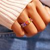 Geometric Bright Multicolor CZ Stone Ring Young Lady Fashion Finger Accessories Trendy Engagement Band Jewelry for Women