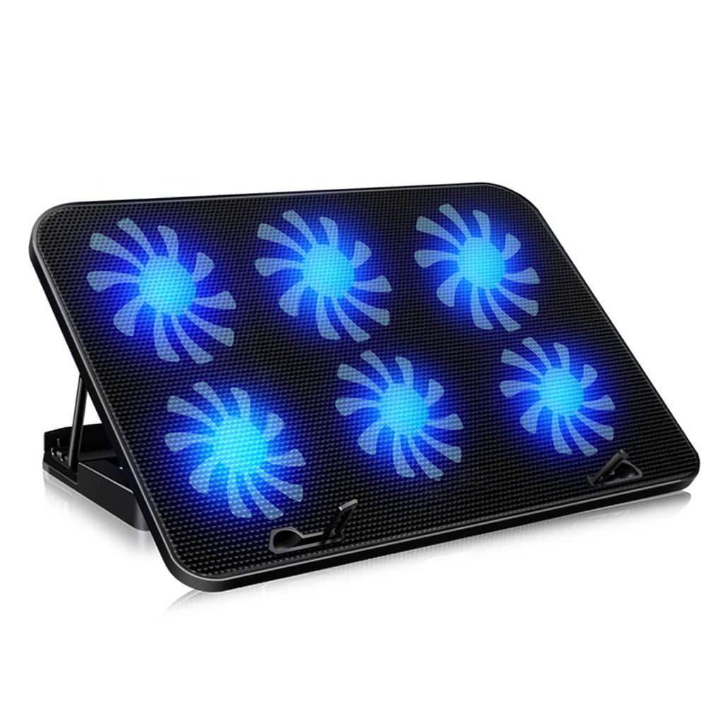 Base de Refrigeração para Laptop 6 Ventoinhas de Alta Velocidade Dissipação Rápida de Calor Antiderrapante Suporte Estável Preto Notebook
