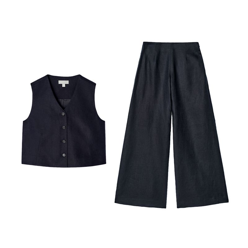 Summer Casual Short Linen Blended Vest 1272658 Wide Leg Casual Trousers Casual Trousers 1274075