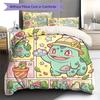 Bulbasaur Pattern Bedding Quilt Set Quilt Cover Pillowcase Home Decoration Birthday Gift (1 * duvet cover + 2 * pillowcase, without core)
