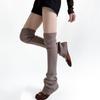 Flared High Tube Socks Harajuku Leg Warmers Knitted Slimming Women Leg Covers, Solid Color Thigh High Socks
