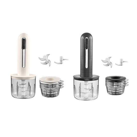 Electric Food Processor Rechargeable Meat Grinder with 2 Blades And 3 Bowls Portable Veggie Chopper Blender Kitchen Supplies