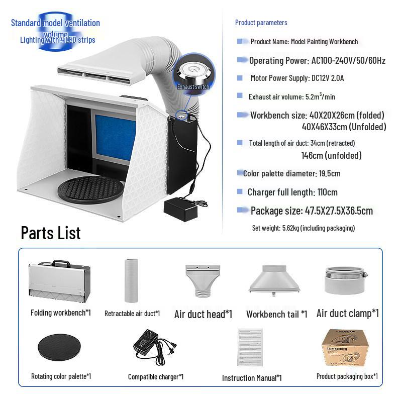 Model Painting Turntable & Exhaust Fan Spray Booth for Military & Gundam Models