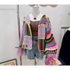 Korean Sweet Hyuna Embroidered Patchwork Knit Cardigan Women's Outerwear