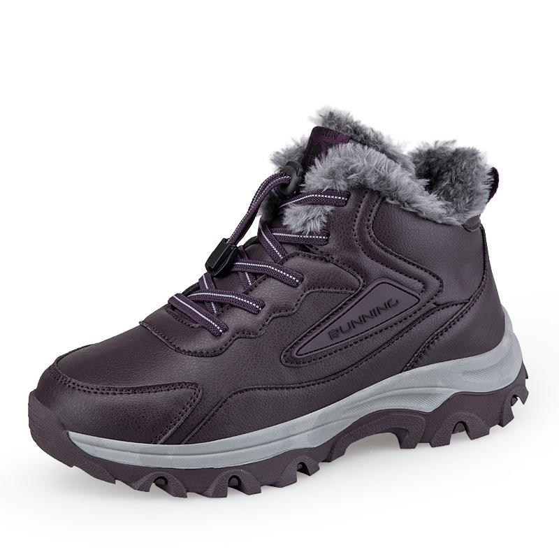 Men's Winter High-Top Leather Walking Shoes - Insulated and Warm for Outdoor Use