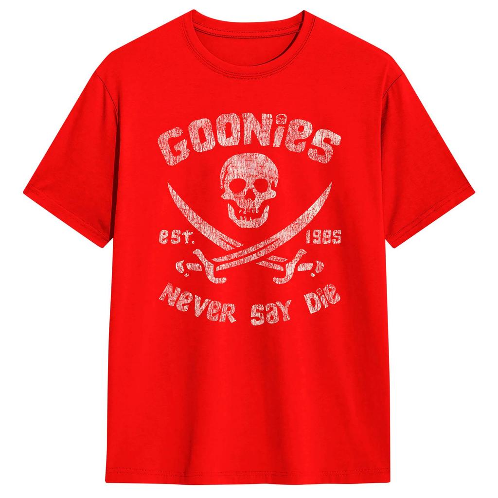 The Goonies Never Say Die Worn Out TShirt for Men Novelty 100 Cotton Tee Shirt O Neck Short Sleeve T Shirt Gift Idea Clothing