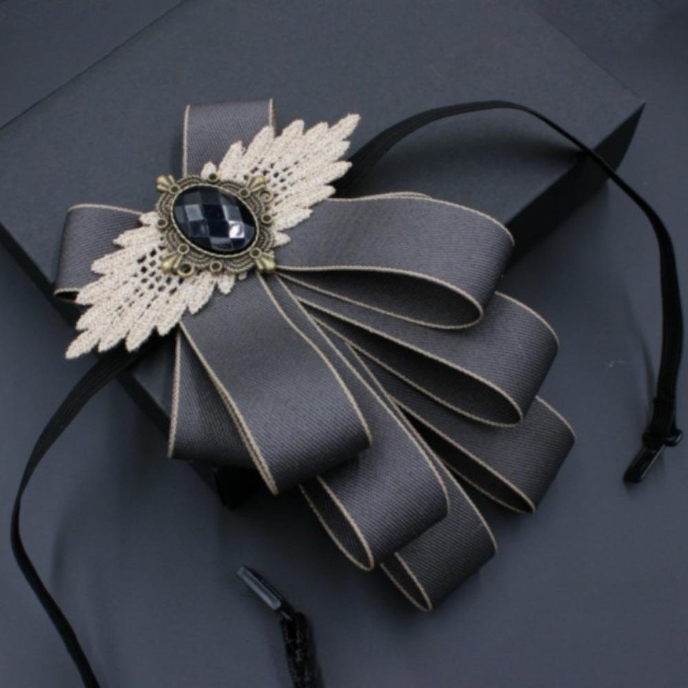 Fashion Faux Stone Men's Suit Lapel Flowers Alloy Polyester Bow Tie Necktie Neck Decoration Groom Formal Suit