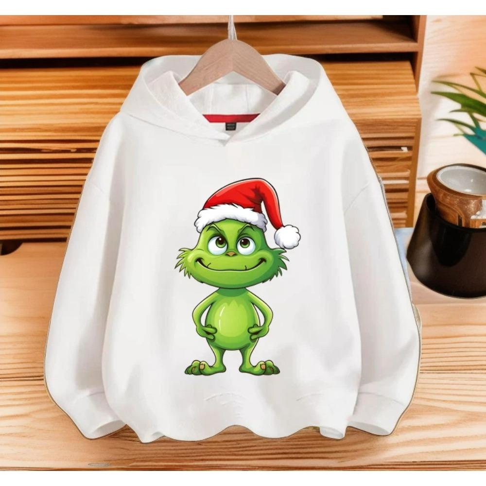 Fashion Men Women's Hoodies Christmas Green Monster Print Pullover Top Cartoon Casual Sweatshirt Kids Hoodies Long Sleeve Clothing