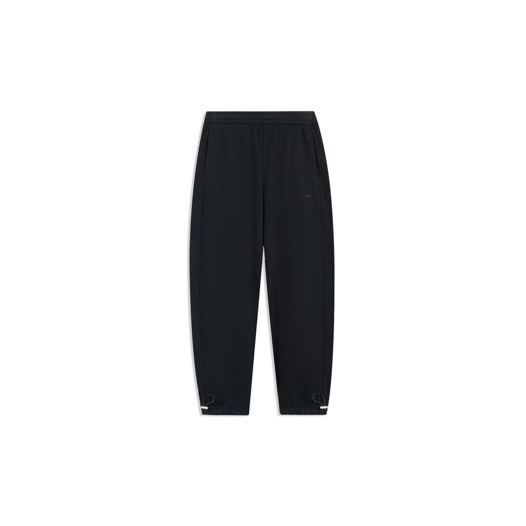 Li-Ning Solid Color Drawstring Cuffed Knit Sports Pants Men bottoms Black AKLT055-2