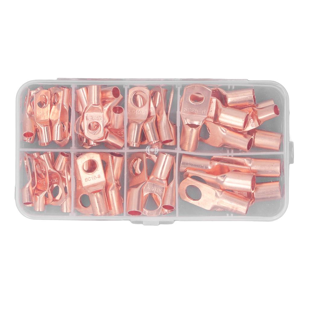 60 Pcs Wire Lug SC6 To 25 Tinned Copper Corrosion Resistance Round Head Ring Terminal Connector