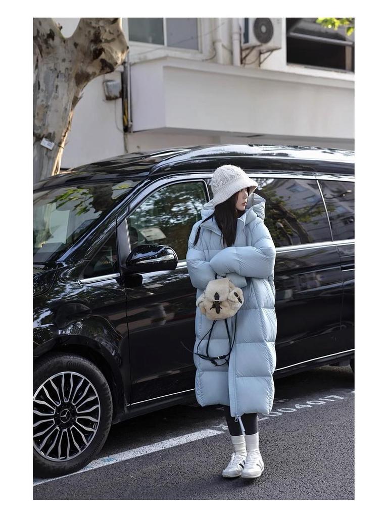2025 Korean Style Women's Warm Hooded Mid-Length Down Coat