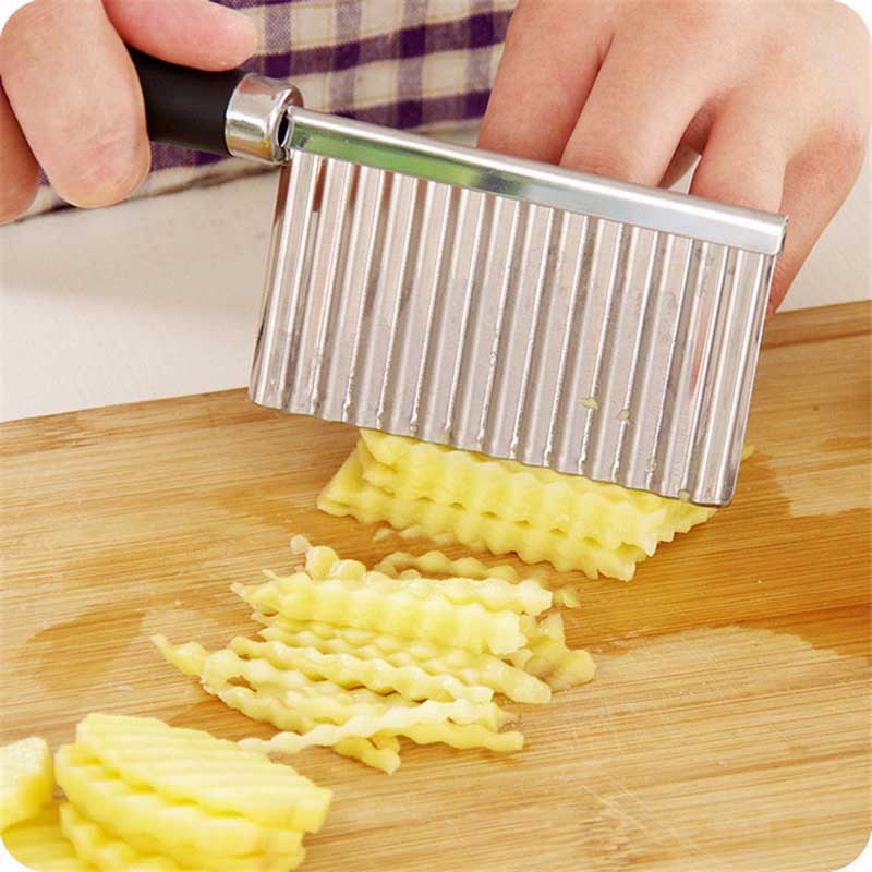 Potato French Fry Cutter Stainless Steel Kitchen Accessories Wave Knife Serrated Blade Chopper Carrot Slicer Vegetable Tools