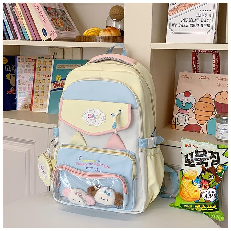 School Bag 2025 New Ins Cute College Style Versatile High Value Large Capacity Multi-compartment School Bag Sweet Backpack
