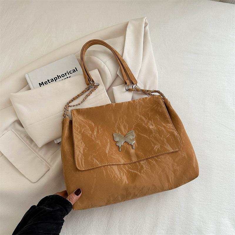 

2024 summer new simple and fashionable large-capacity shoulder bag simple casual underarm bag fashionable tote bag women коричневий