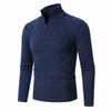 Men's Casual Solid Color Semi-zipper Stand-up Collar Knitted Sweater, Men's Fleece Warm Knitted Pullover Sweater