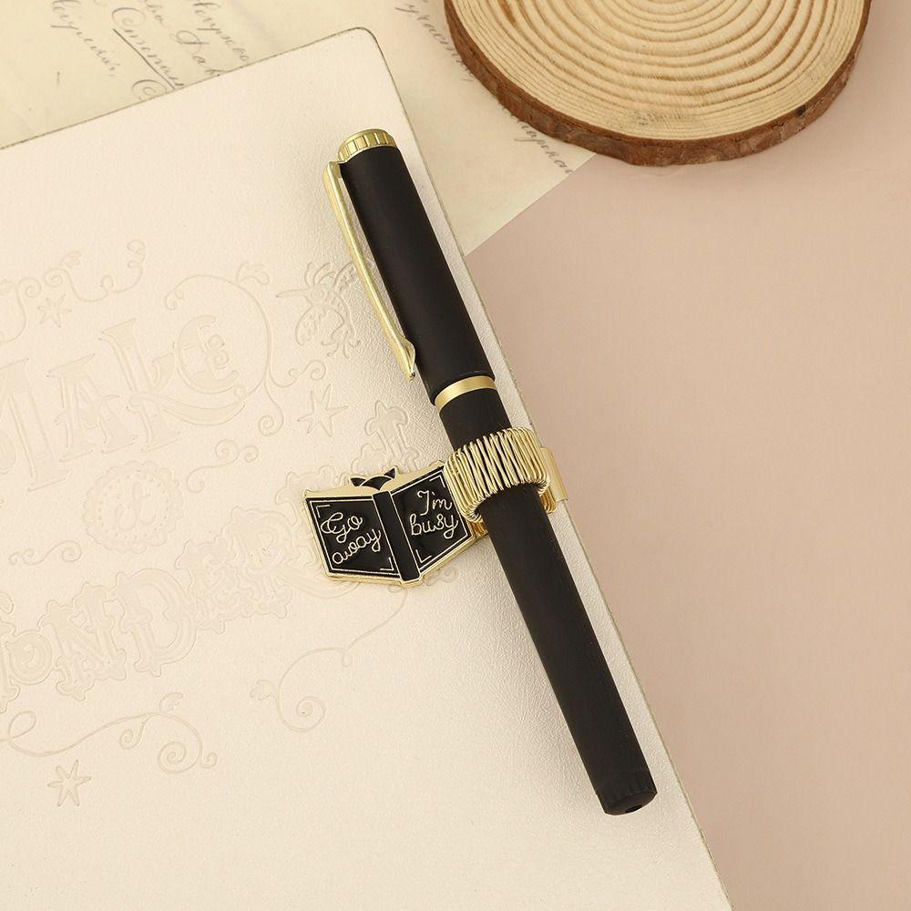 Book Shaped Pen Clip Metal Spring Pen Keeper Multi-functional Pen Holder  Journals & Notebook